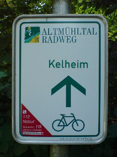 Hinweis des Altm&uuml;hltal-Radwegs